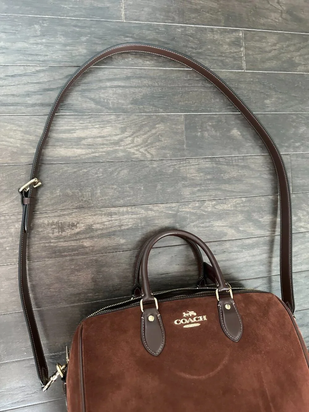 Coach Rowan Large Vintage Brown Suede Shoulder/Satchel Bag Style #F2522-CCC79 - Picture 8 of 8